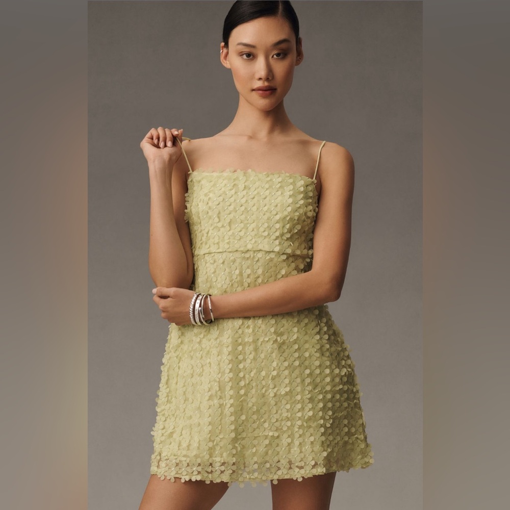 ✨ Anthropologie 3D Floral Embellished Mini Dress Sz M